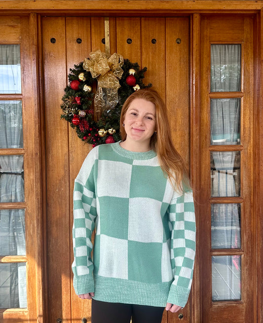 Mint Checkered Sweater